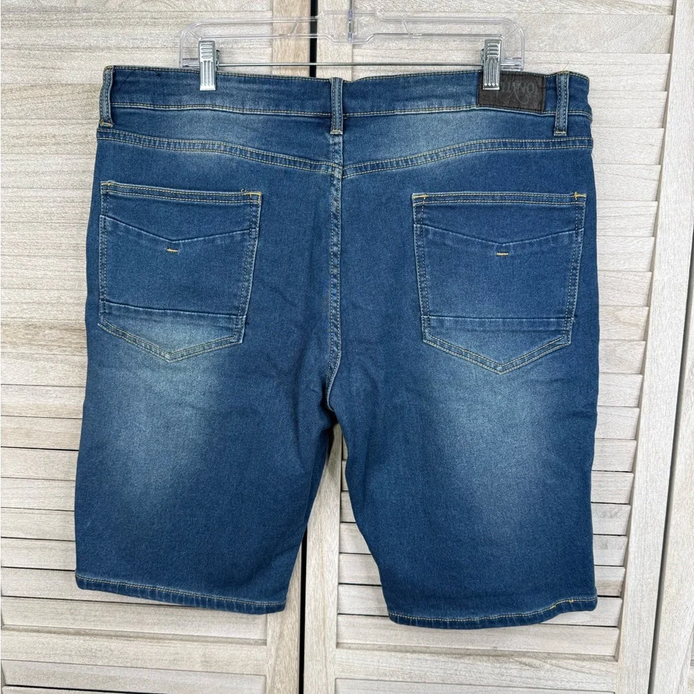 ETHANOL Men's Flat Front Stretch 11" Denim Shorts-40 - Picture 2 of 2